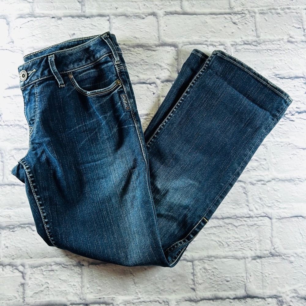 Silver Jeans Santorini Womens 29 Blue Medium Wash Crop Straight Leg Denim